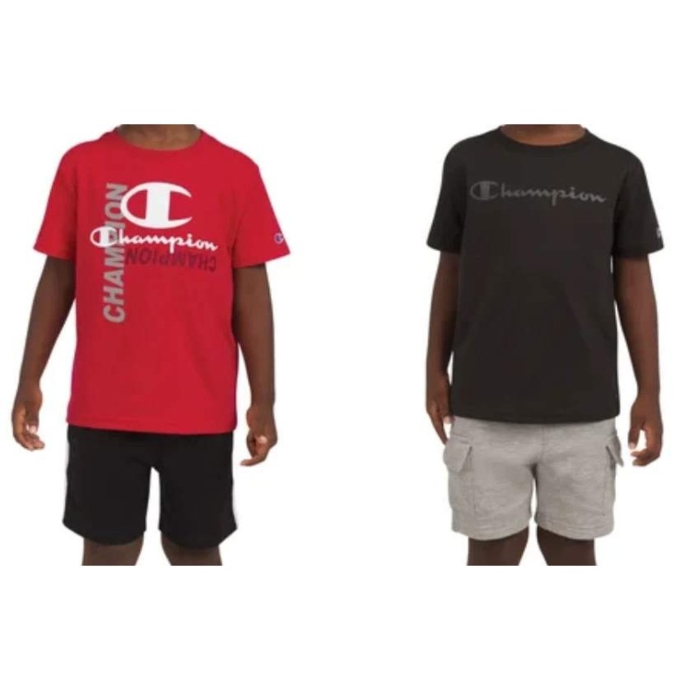 NWT Champion Kids 4 Piece Active Set Tshirts Shorts Size 4T Red Black Gray - Picture 4 of 8